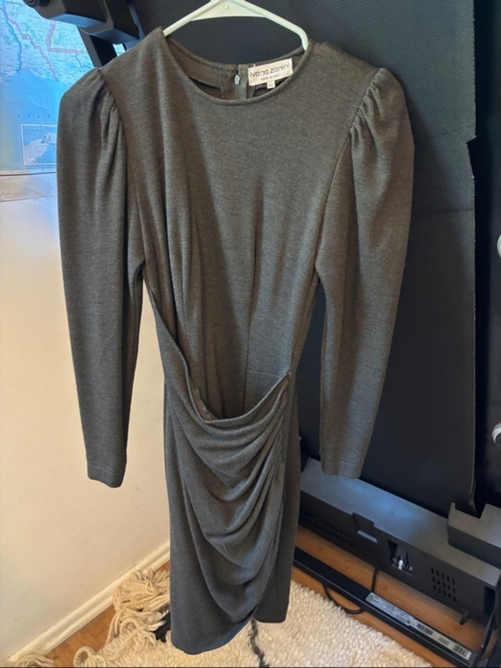 Vintage Italian Draped Long-Sleeve Dress